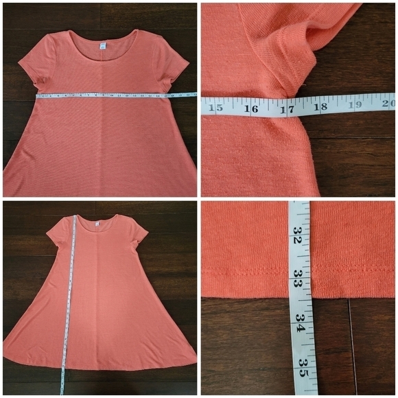 Old Navy Linen Blend Short Sleeve Flowy Swing Dress Women's Size M Coral Orange - Picture 4 of 5